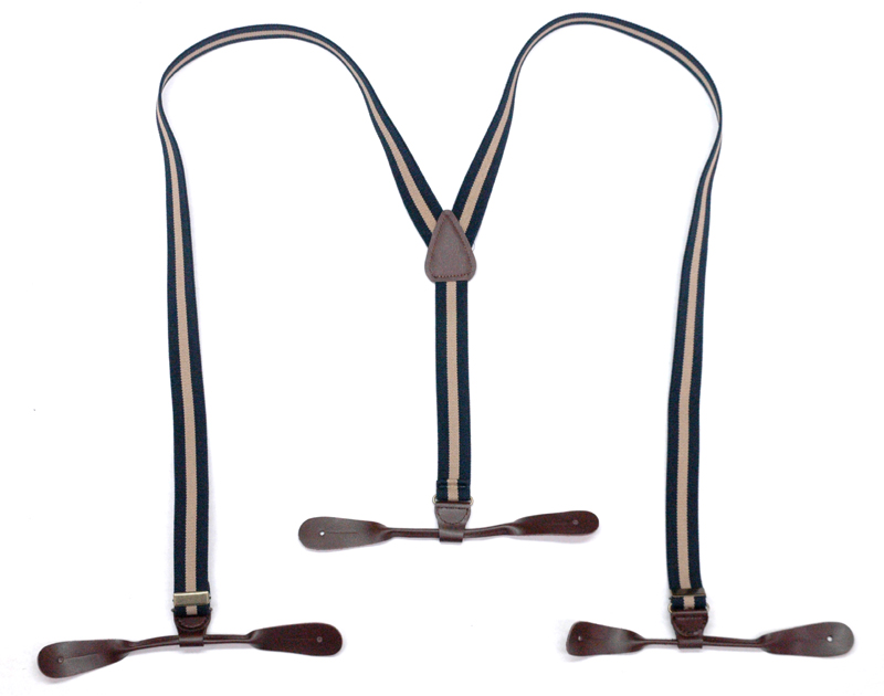 MC9129 SUSPENDER - NAVY/KHAKI STRIPED 48