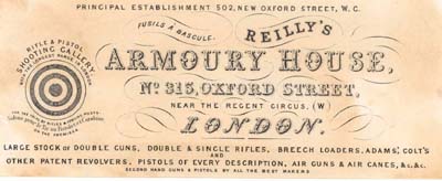 PR2100 #134 PAPER TRADE LABEL: REILLY'S ARMOURY HOUSE