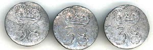 BU1012 18th Century Military Buttons - 38th Regiment of Foot, 1775-83 (5/8