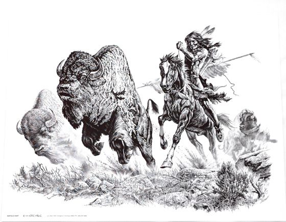 PR5000 Buffalo Hunt Indian Print