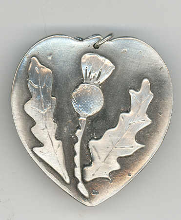 PW0314 Pewter Fur Trade Medallion - Heart and Thistle